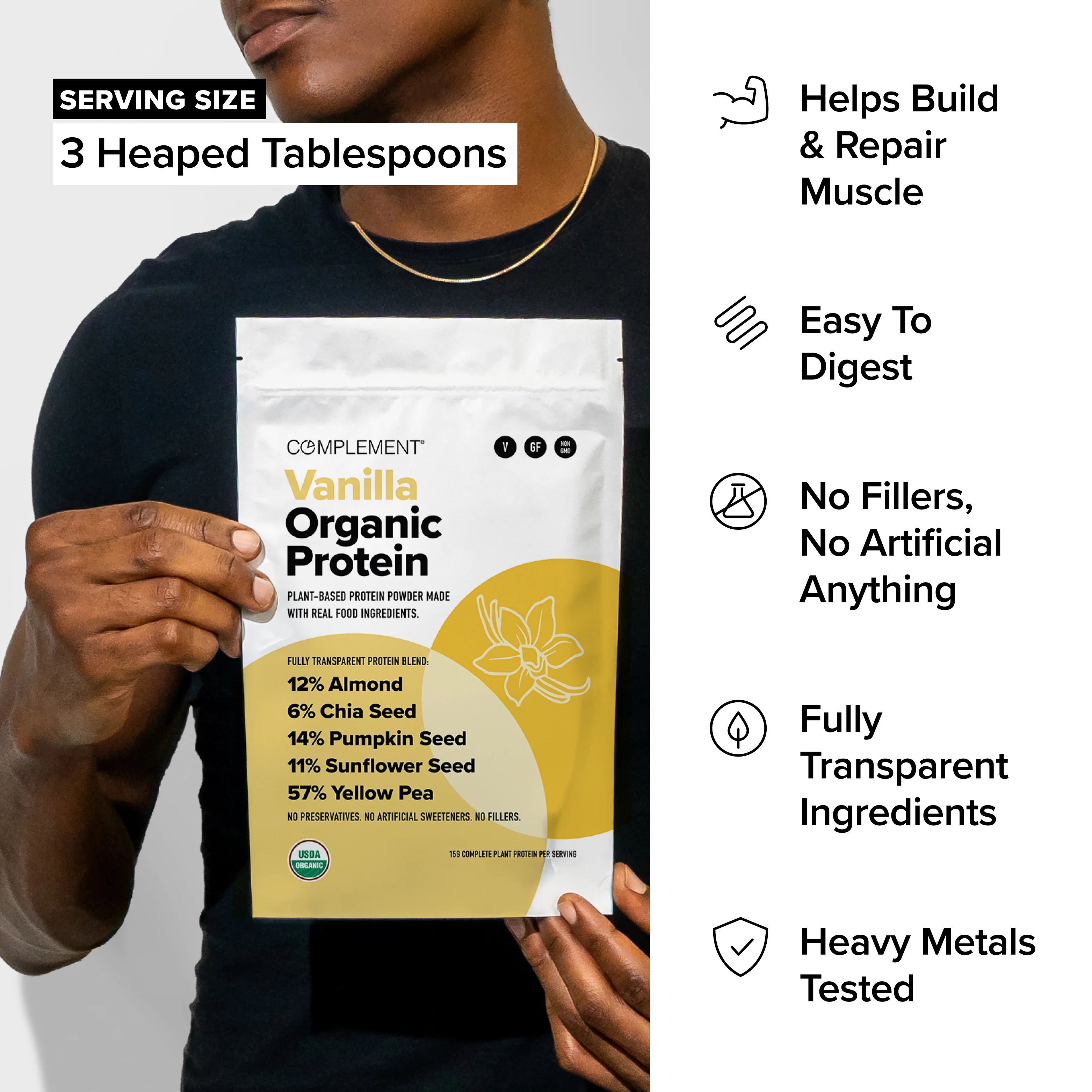 COMPLEMENT® Organic Plant-Based Protein - Vanilla - Image 7